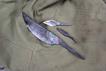 Knivsblade lavet på knivkursus på Østervang Gaard tæt på Ringsted.